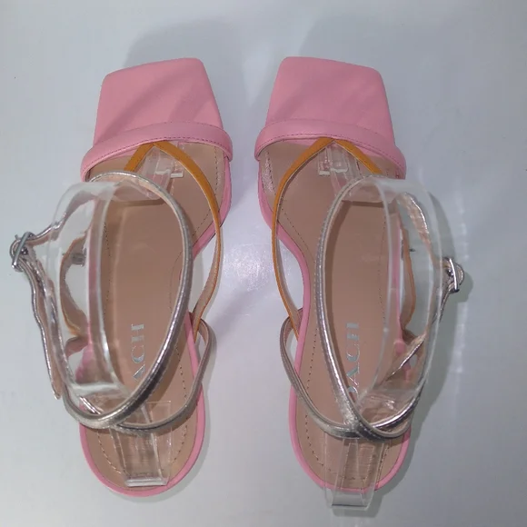 Coach Kali Women's Pink/Metallic Champagne/Orange Ankle Strap Heels- Size 10 - Picture 8 of 10